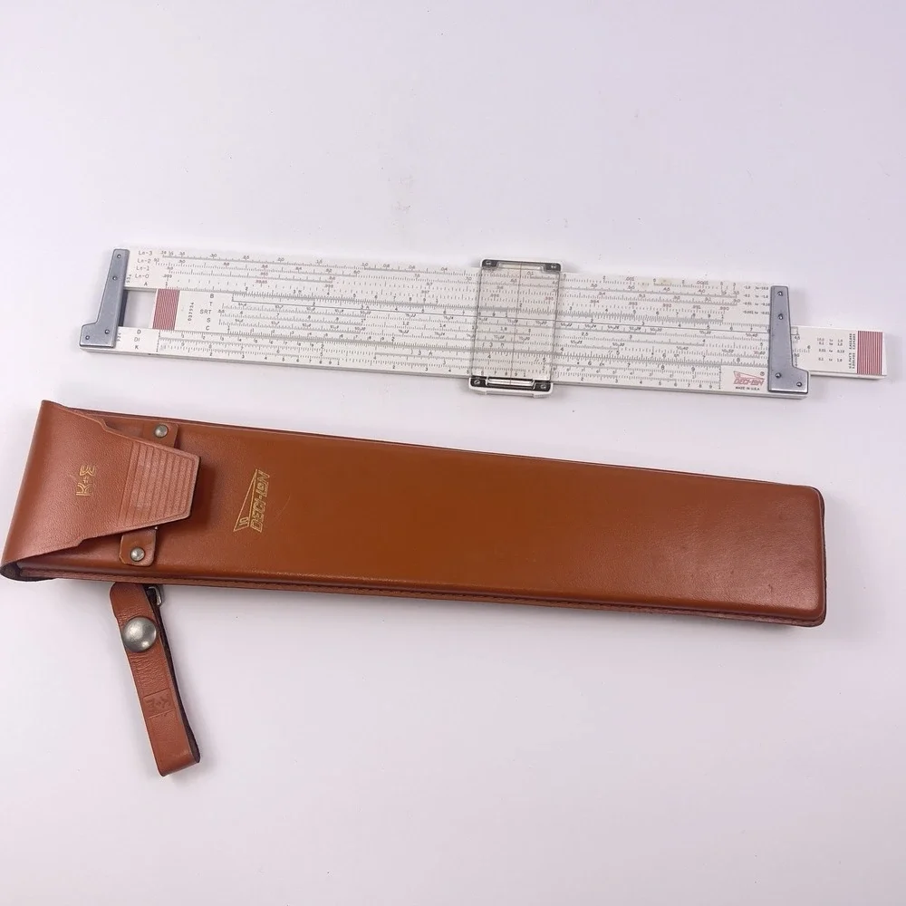 Vintage 1961 Kueffel & Esser 68-1100 Deci-Lon 10 Slide Rule & Leather Case